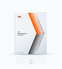 Cover design template for annual report with arrow in material style