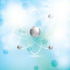 Abstract atom molecule blue colors background
