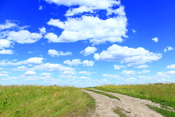 country road and clouds in summer