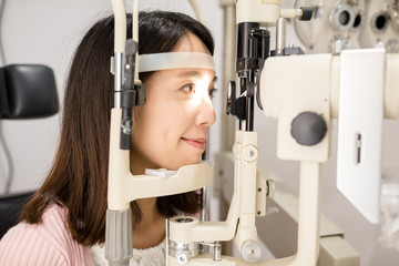 Patient at eye clinic