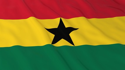 Ghanaian Flag HD Background - Flag of Ghana 3D Illustration