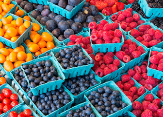 Closeup of colorful fruits at an outdoor market