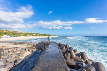  jetée du port de Saint-Gilles et plage des Brisants, île de la Réunion 