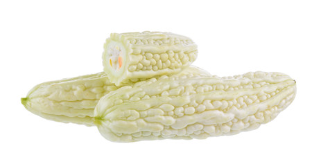 White bitter melon isolated on white background