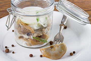Salted mushrooms with cream sauce
