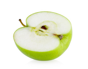 half green apple isolated on white background