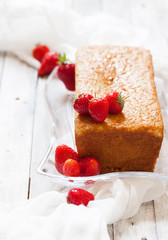Sponge cake with strawberry and cherry topping