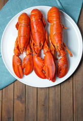 Cooked red Lobsters