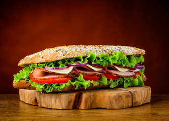 Sandwich with Lettuce Tomato and Meat