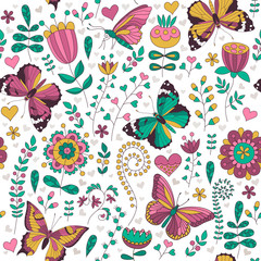 Seamless floral colorful vector pattern.