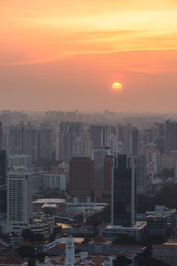 Obraz premium Singapore rooftop view of Marina Bay with urban skyscrapers at s