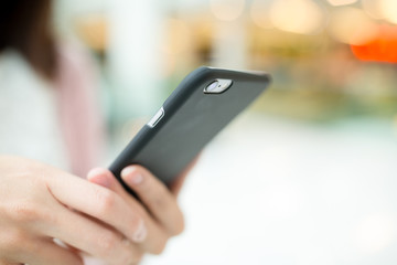 Woman hold with smart phone