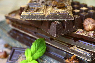 Stack of chocolate bars.