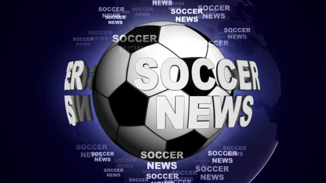 SOCCER NEWS Text Animation and Ball, Loop, 4k
