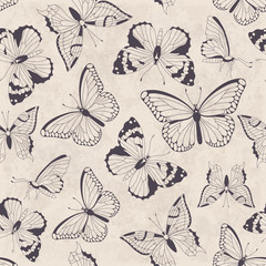 Seamless vintage pattern with butterflies