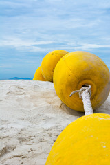 Buoyancy on the beach down to the sea.