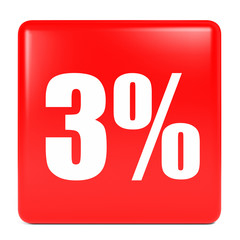 Discount 3 percent off. 3D illustration.