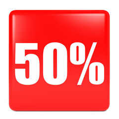 Discount 50 percent off. 3D illustration.