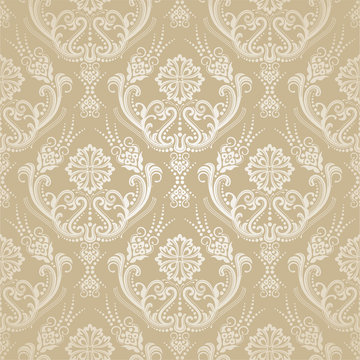 Seamless golden floral damask wallpaper.