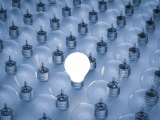 leadership concept with light up lightbulb