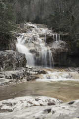 long exposure shot of huge waterfall
