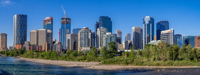 Calgary's skyline on a beautiful spring day. Calgary is the corporate centre of the oil industry in Canada.