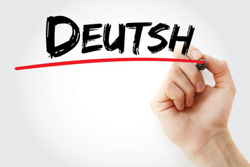 Hand writing Deutsh (German in German) with marker, concept background
