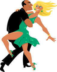 Couple dancing salsa, EPS 8 vector illustration, no transparencies, isolated on white