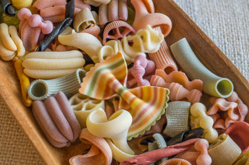 Colored italian homemade pasta 
