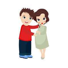 Happy pregnant woman and her husband