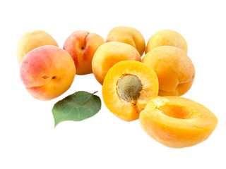 ripe apricots isolated on white