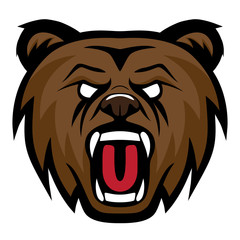Grizzly bear modern logo for a sport team. Premade vector logotype isolated on white background.