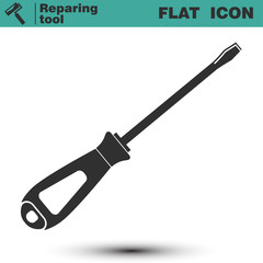 Screwdriver vector flat icon. Construction working tool item.
