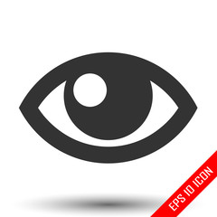Eye icon. Simple flat logo of human eye on white background. Vector illustration.