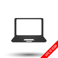 Laptop icon. Simple flat logo of laptop on white background. Vector illustration.