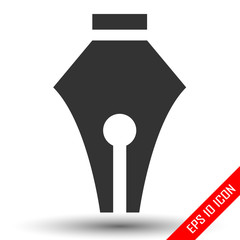 Pen icon. Shape of pen on isolated white bacground. Vector illustration.