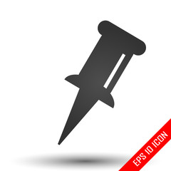 Pushpin icon. Pushpin sign. Simple flat logo of pushpin on white background. Vector illustration.