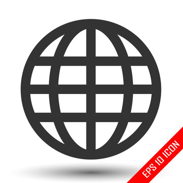 Globe icon. Globe sign. Simple flat logo of globe on white background. Vector illustration.