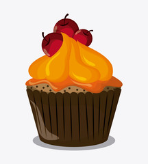 Decorated Cupcake. Sweet icon. vector graphic 
