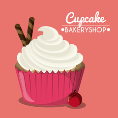 Decorated Cupcake. Sweet icon. vector graphic 