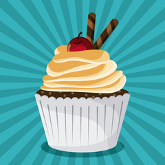 Decorated Cupcake. Sweet icon. vector graphic 