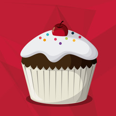 Decorated Cupcake. Sweet icon. vector graphic 