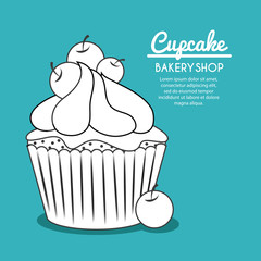 Decorated Cupcake. Sweet icon. vector graphic 