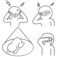 vector set of sad people