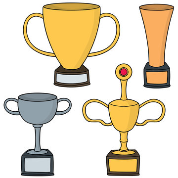 vector set of trophy