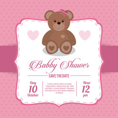 Baby Shower design. teddy bear  icon.  pink illustration, vector