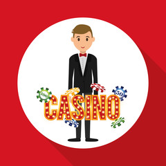 Casino design. Person and Game icon. Isolated illustration
