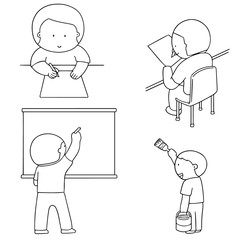 vector set of boy drawing