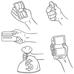 Obraz premium vector set of hand holding money
