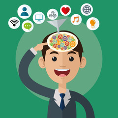 Brain design. organ icon. Flat illustration, vector graphic